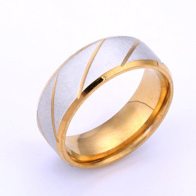 Golden Wave Pattern Wedding Infinite Ring Titanium Steel