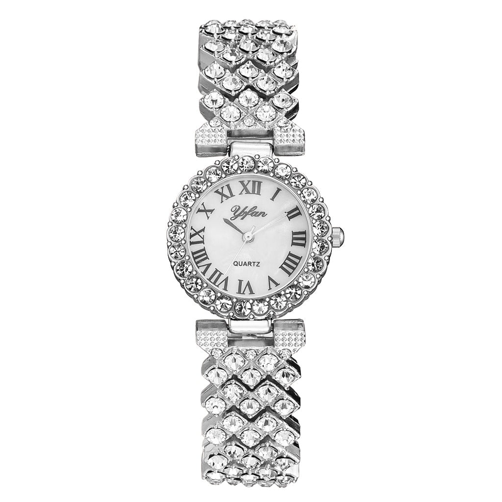 Luxury Women Rose Gold Quartz Diamond Watch