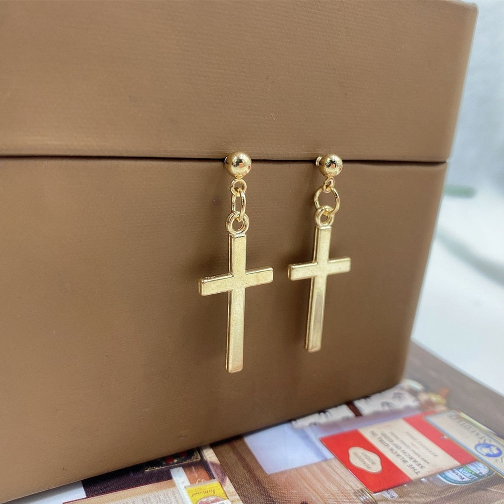 Fashion Cross Pendant Cartilage Drop Dangle Earrings