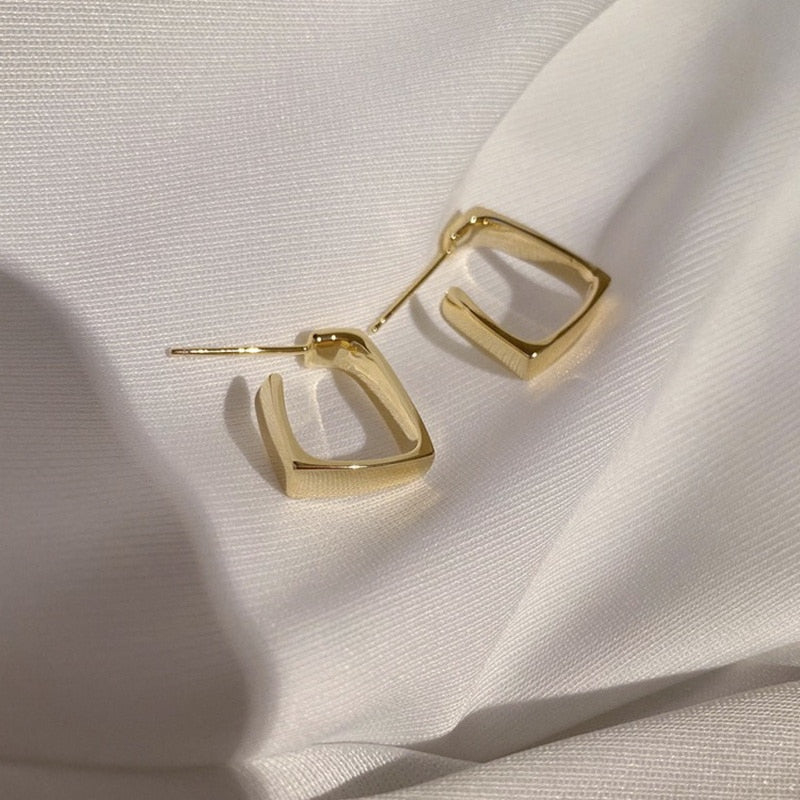 Gold Color Circle Hoop Geometric Earrings for Girls