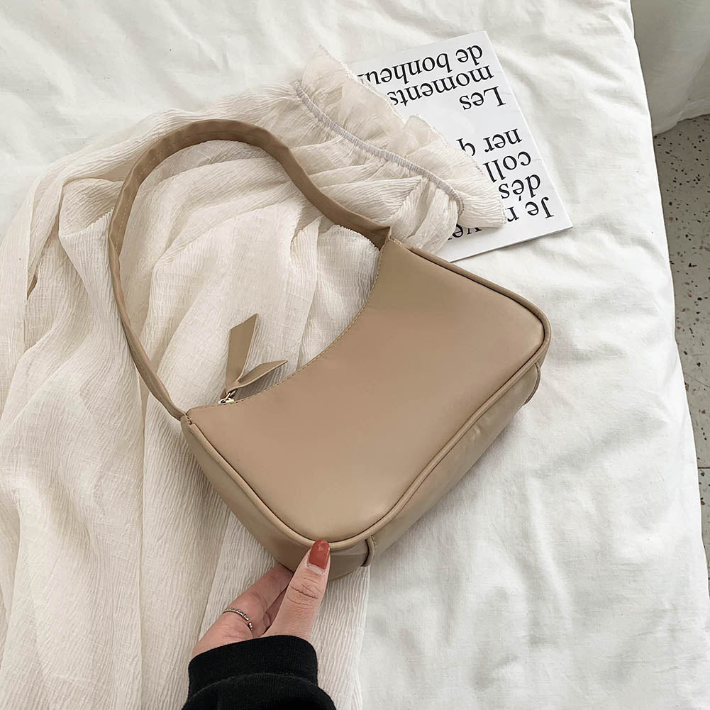 Women&#39;s Bag PU Leather 2021 New Solid Color Armpit Underarm Shoulder Bags for Women Casual Ladies Chain Shopper Handbags Purse