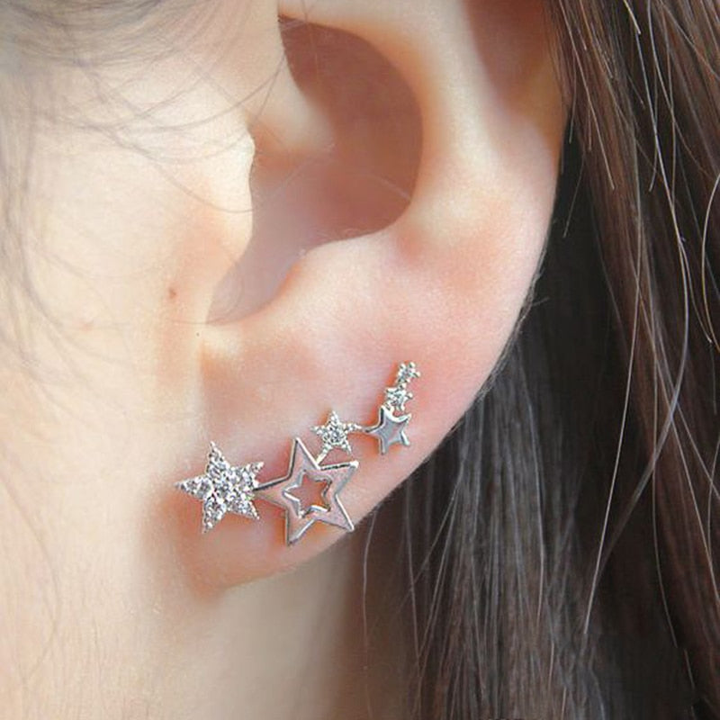 Huitan Shiny White Zircon Exquisite Versatile Earring