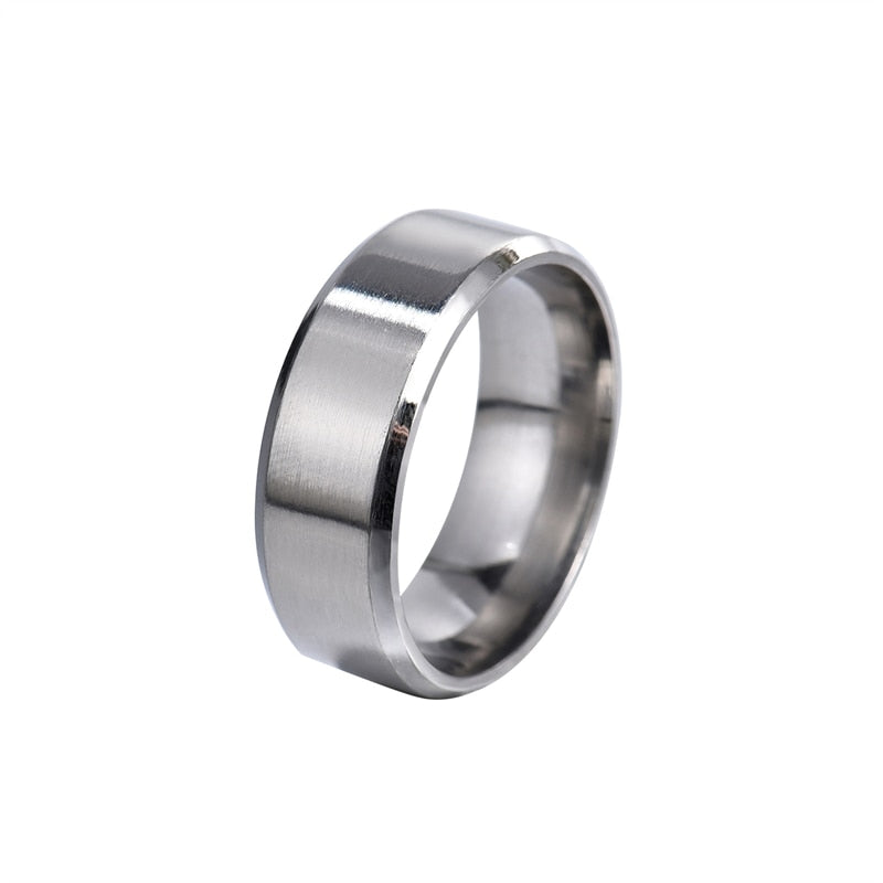 8mm Matt Stainless Steel Simple Design Plain Titanium Ring
