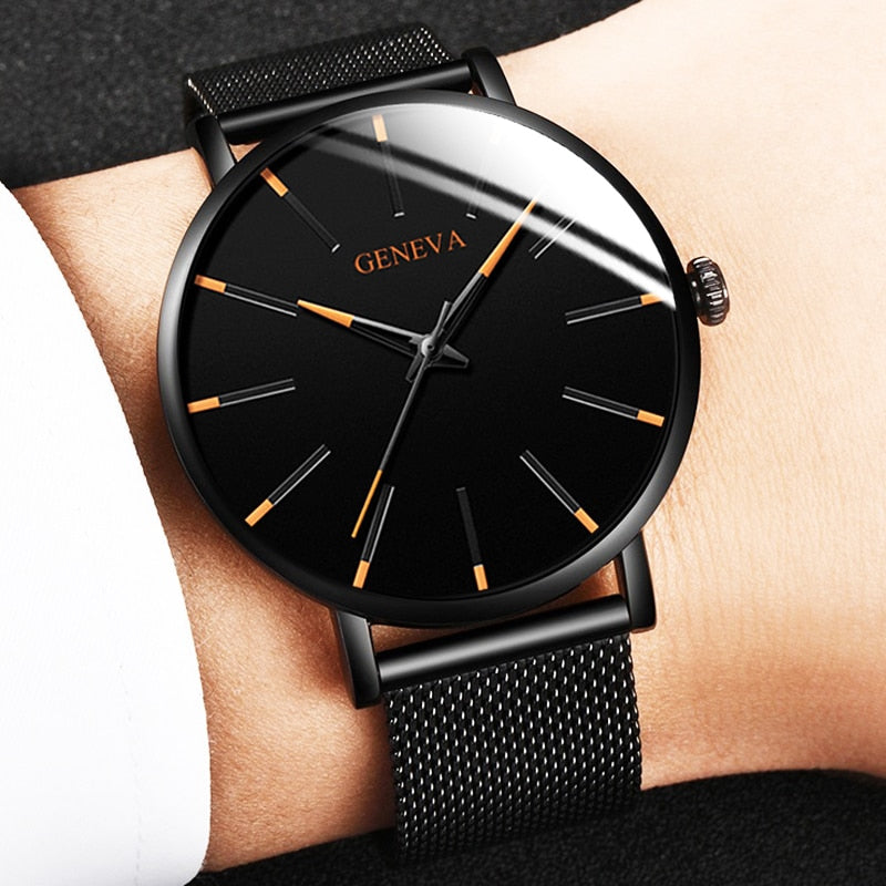 reloj hombre 2022 Watch Men Minimalist Ultra Thin Watches Men&#39;s Fashion Stainless Steel Mesh Belt Quartz Watch relogio masculino