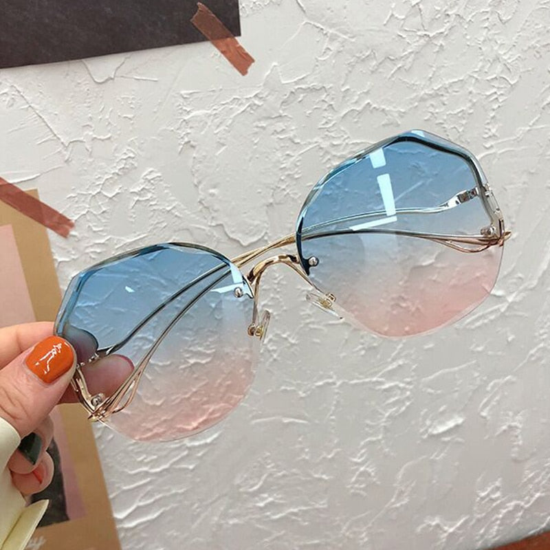 Irregular Round Gradient Fashion Sun Glasses