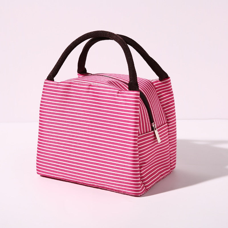 Fresh Cooler Bag Thermal Waterproof Nylon Portable Zipper Closed Oxford Lunch Bags For Women Convenient Lunch Box Tote Food Bags