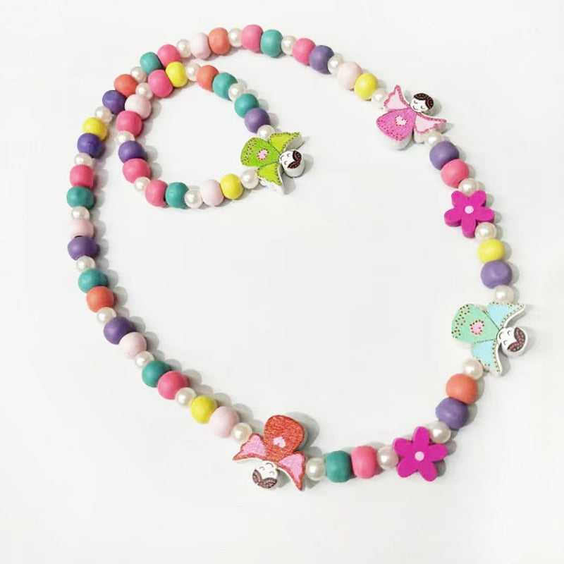 2pcs/Set Fashion Natural Wood Beads Necklace Bracelet