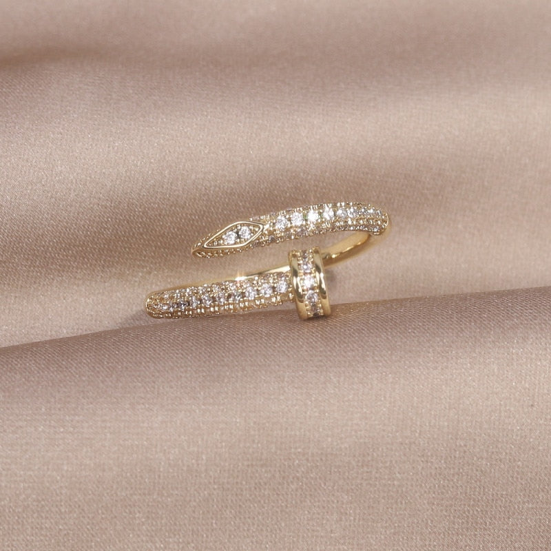 Real Gold Plating AAA Zircon Geometric Ring