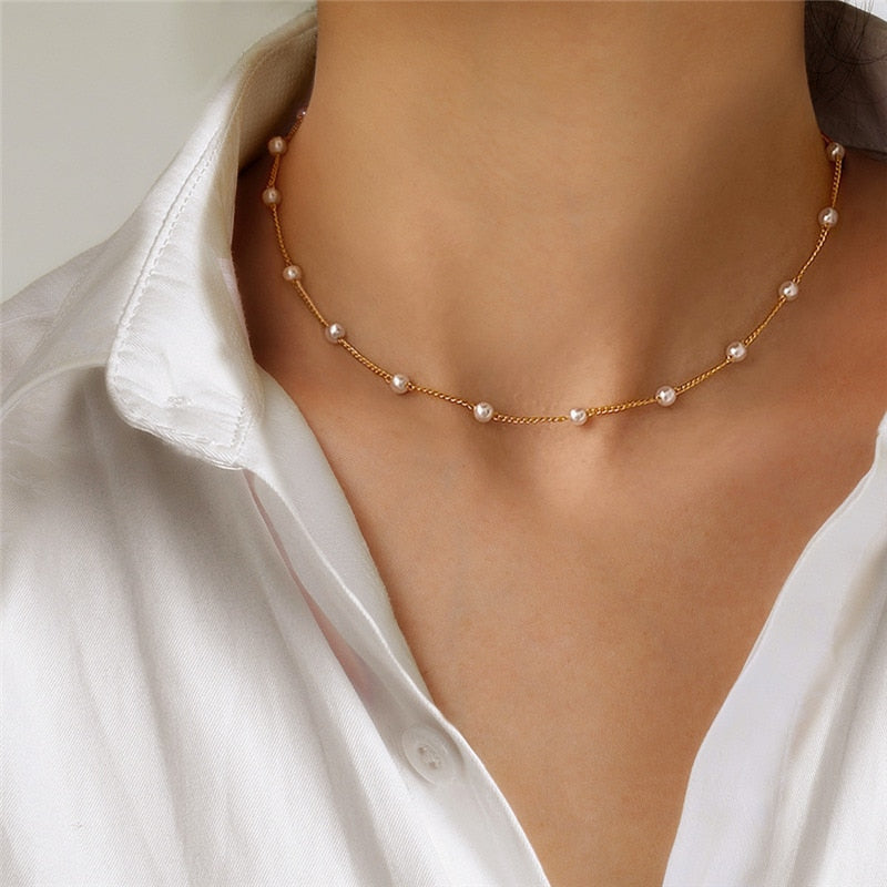 Silver Colour Sparkling Clavicle Chain Choker