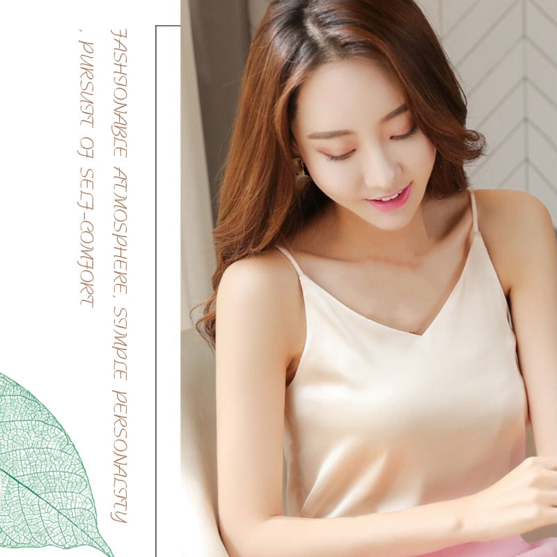 V-neck Satin Beauty Back Off-shoulder Camisole Women