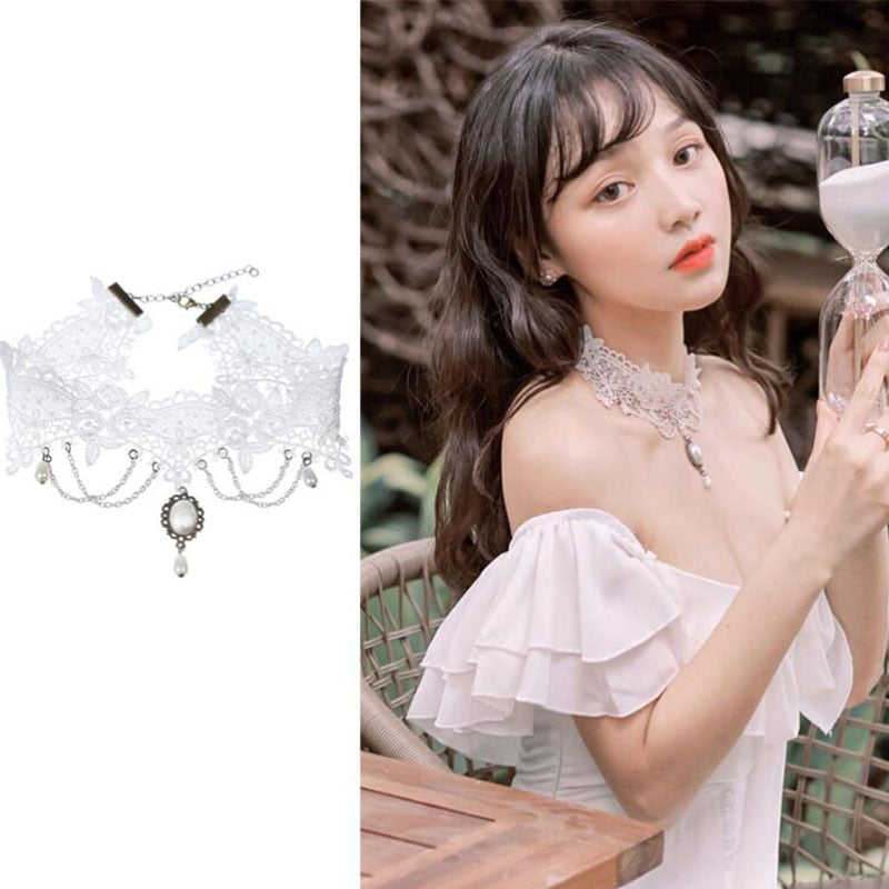 Gothic Classic White Collar Vintage Choker Necklace
