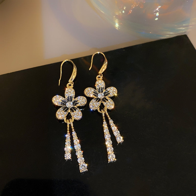 South Korea new flower tassel long earring