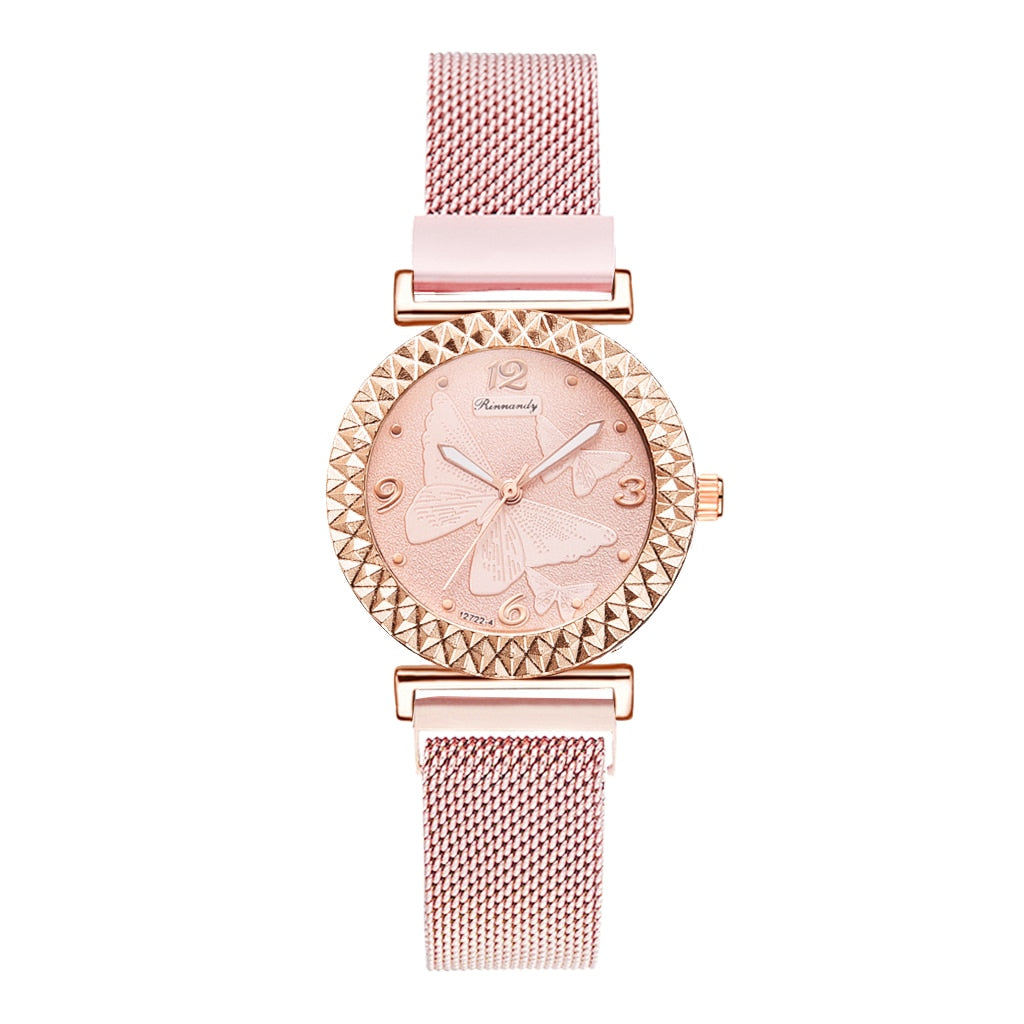 5PCS Women Set Luxury Rose Gold Dress Quartz Watch Bracelet