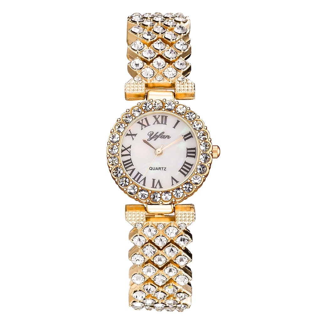 Luxury Women Rose Gold Quartz Diamond Watch