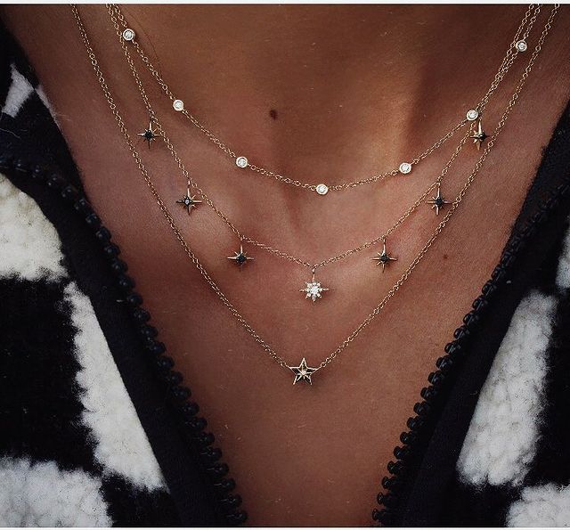 New Fashion Gold Crystal Stars Pendant Necklace
