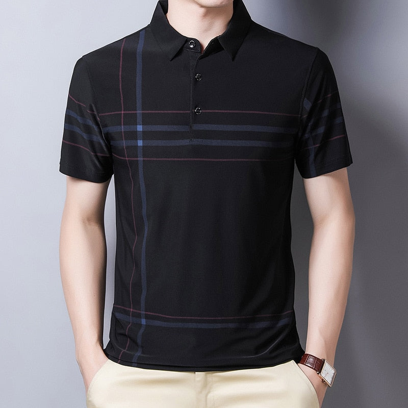 Ymwmhu Fashion Striped Slim Men Polo Shirt