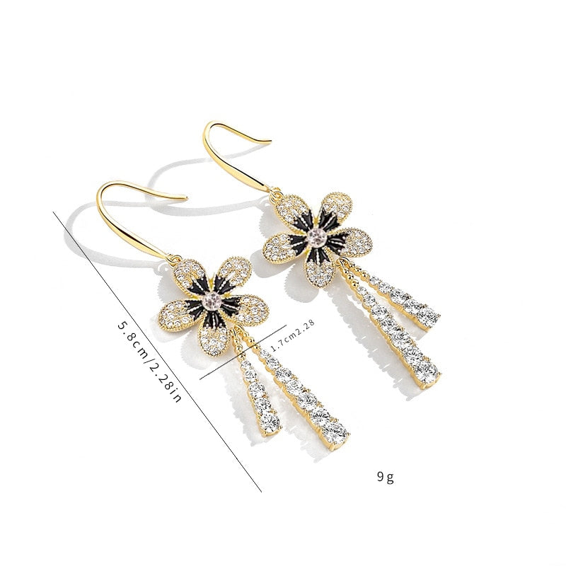 South Korea new flower tassel long earring