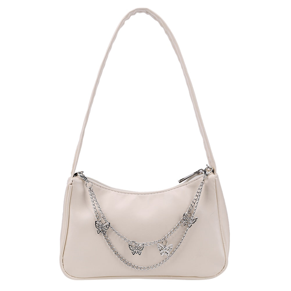 Fashion Women Pure Color Butterfly Chain Shoulder Bag