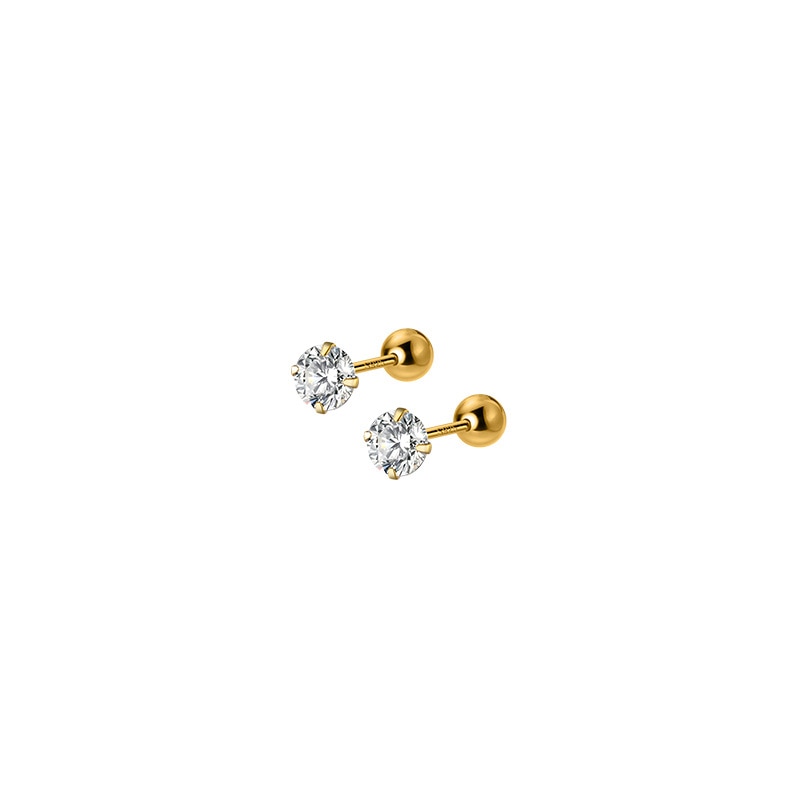 WANTME Luxury Round Zircon Simple Bead Stud Earrings