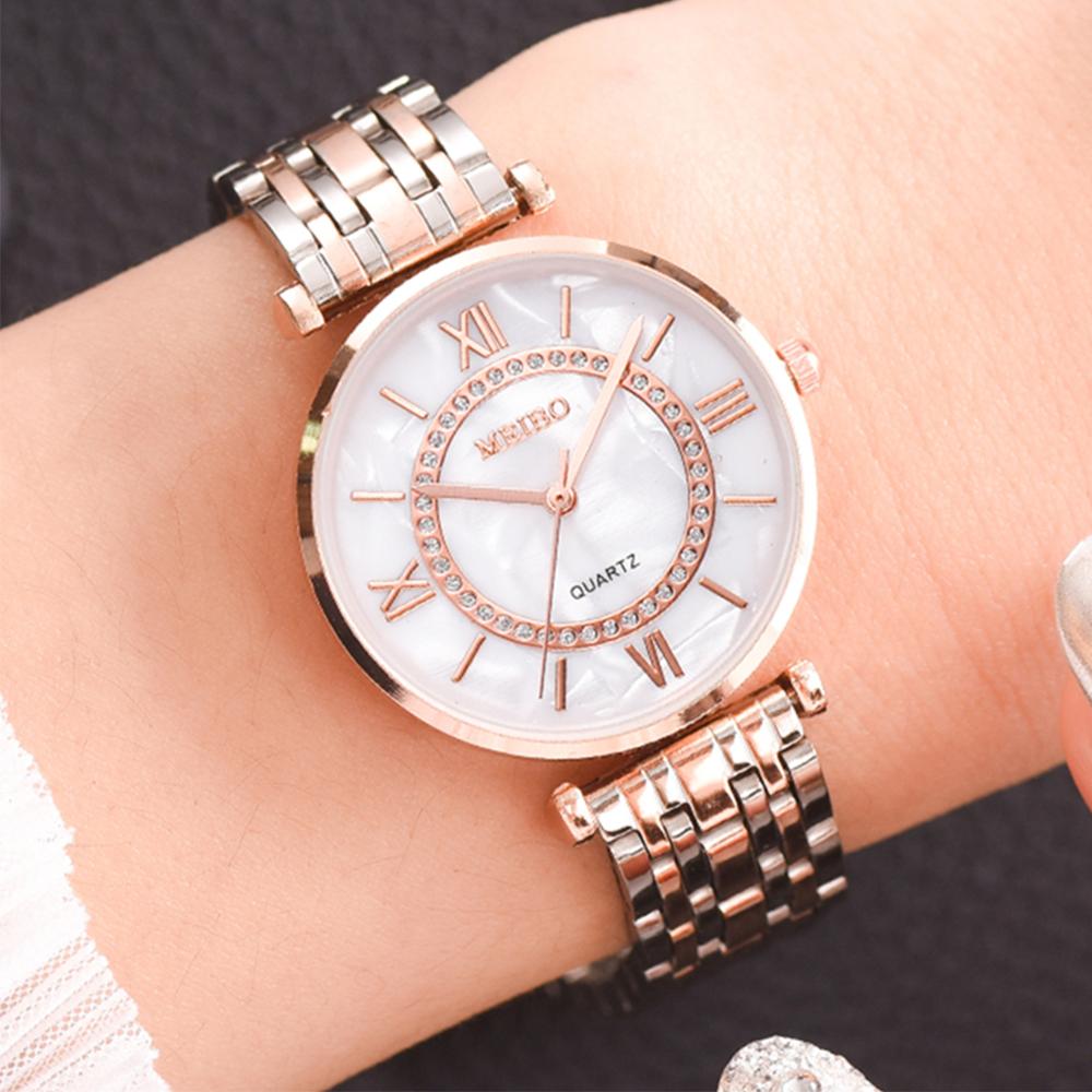 Luxury Crystal Diamond Steel Women Bracelet Watch