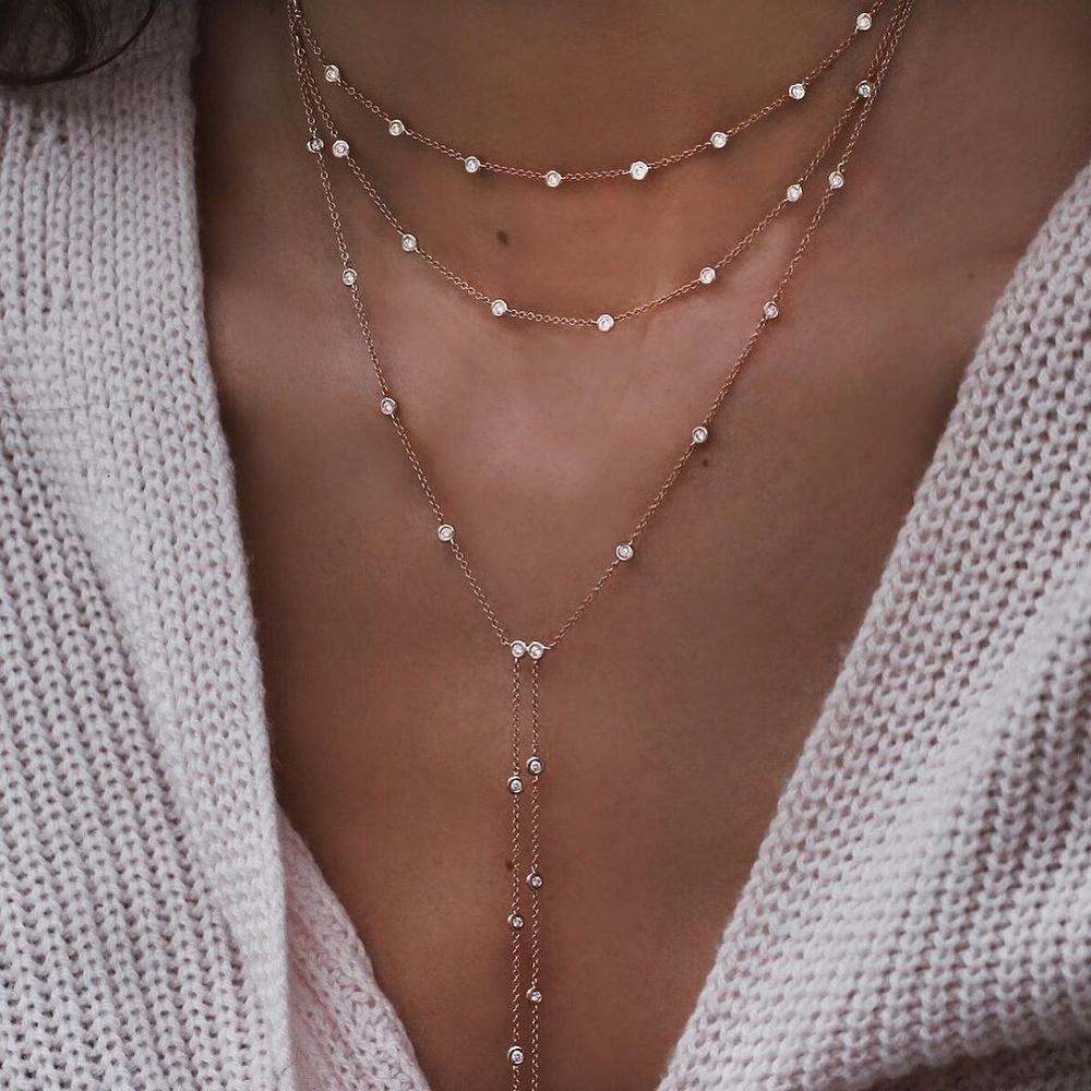 New Fashion Gold Crystal Stars Pendant Necklace