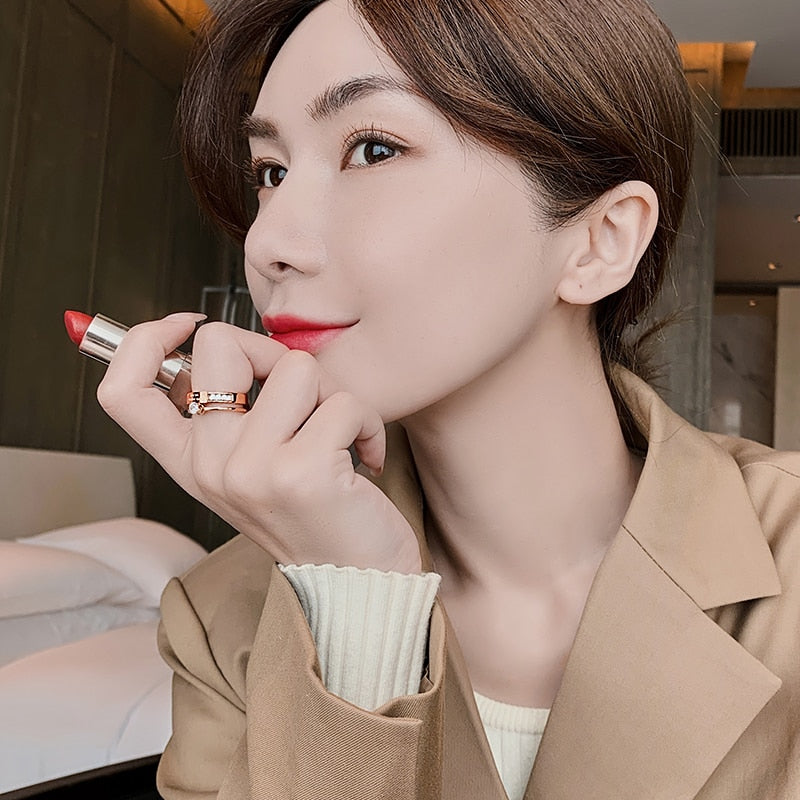 Classic Titanium Steel Rose Gold Double Letter Ring