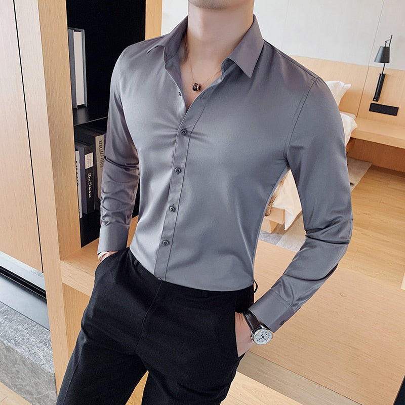 British Style Long Sleeve Formal Wear Shirt Men