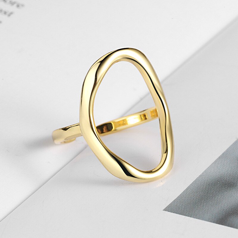 Fashion Big Geometric Pearl Paved Adjustable Ring