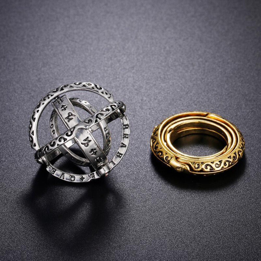 Gold Astronomical Creative Complex Rotating Cosmic letter Finger ring