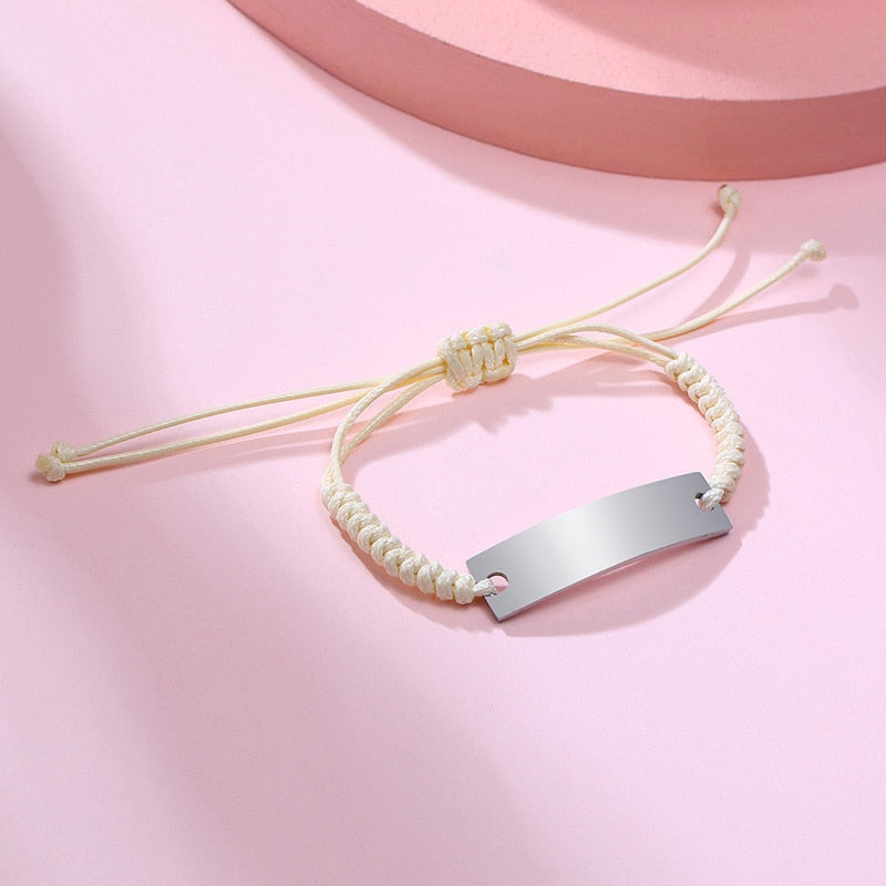 Adjustable Braided Rope Stainless Steel Bangle