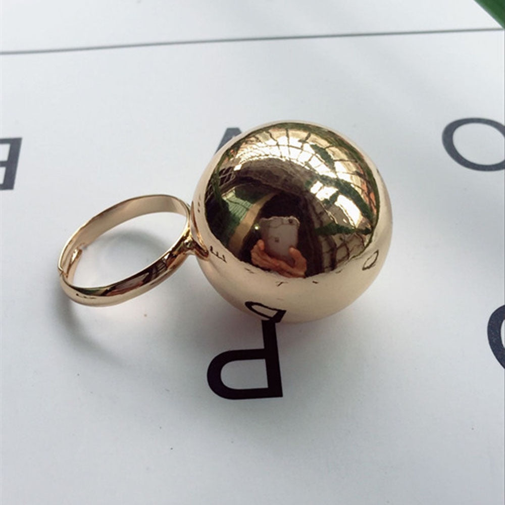 Stylish Fashionable Large Metal Ball Ring Adjustable