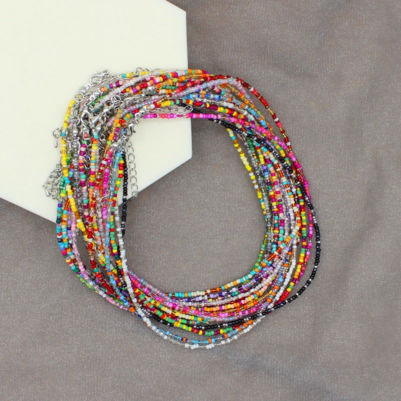 Simple Colorful Seed Beads Strand Choker Necklace