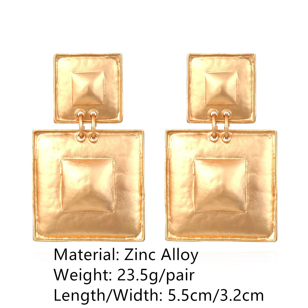 Retro Golden Metal Leaf Stud Earrings