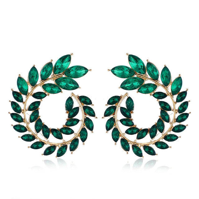 10 Colors Rhinestone Geometric Big Round Earrings