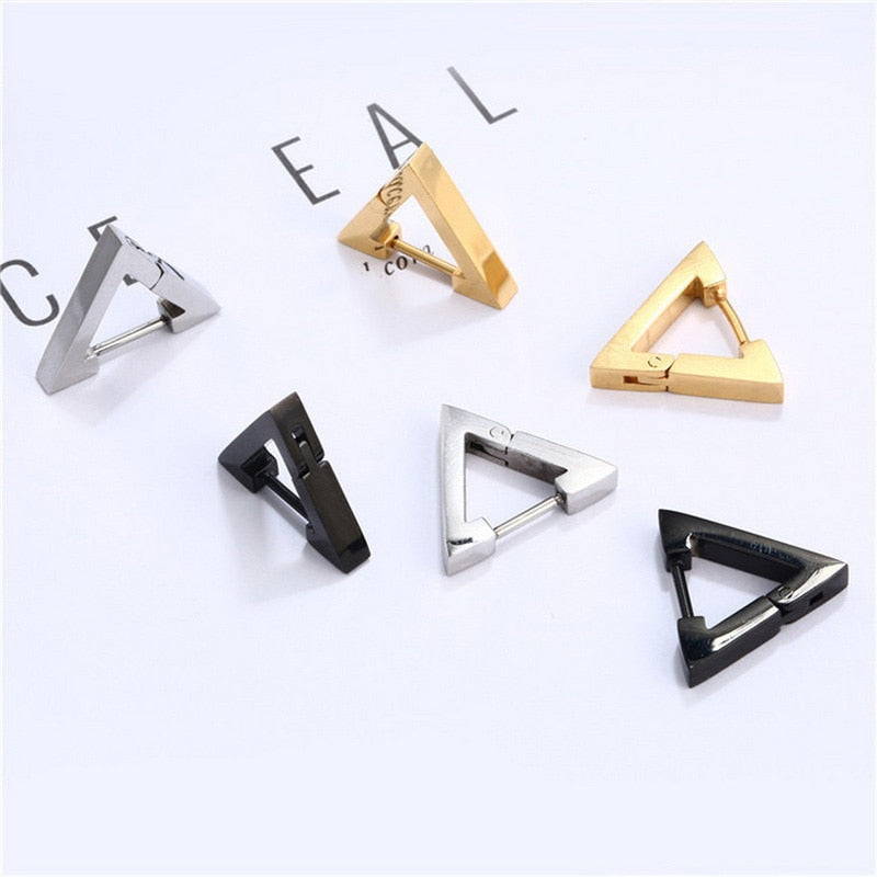 Rinhoo 1 Pcs Triangle Unisex Earrings Stainless Steel