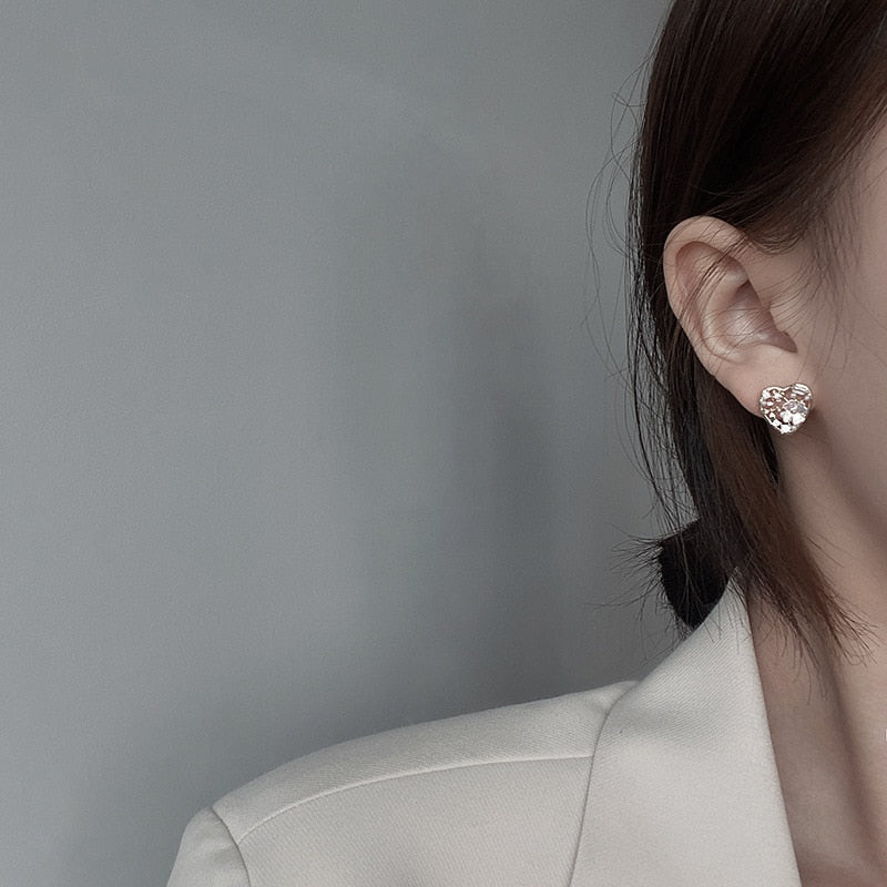 Contracted Heart Pearl Earrings For Women