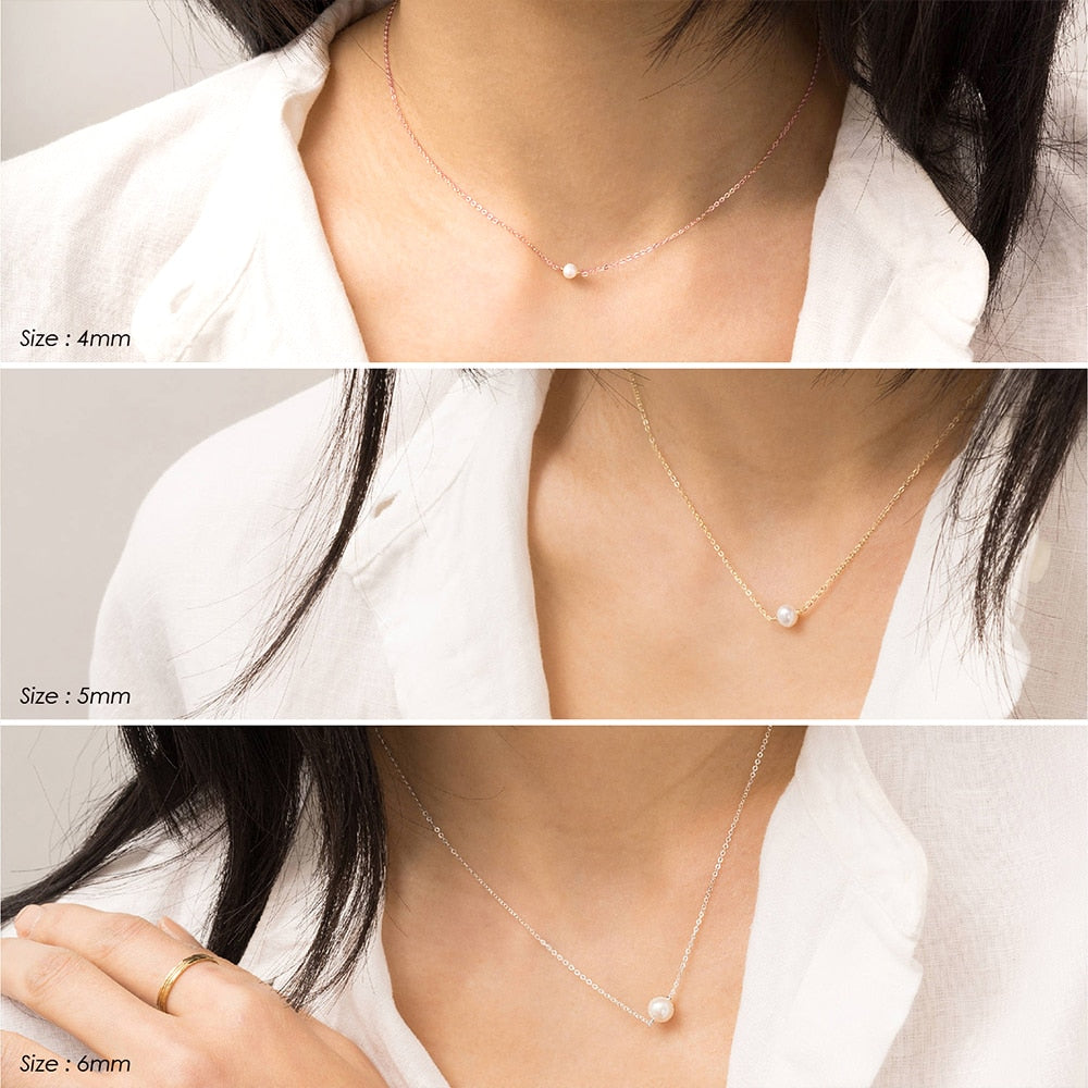 e-Manco Stainless Steel Choker imitated Pearl Layered ChainNecklace