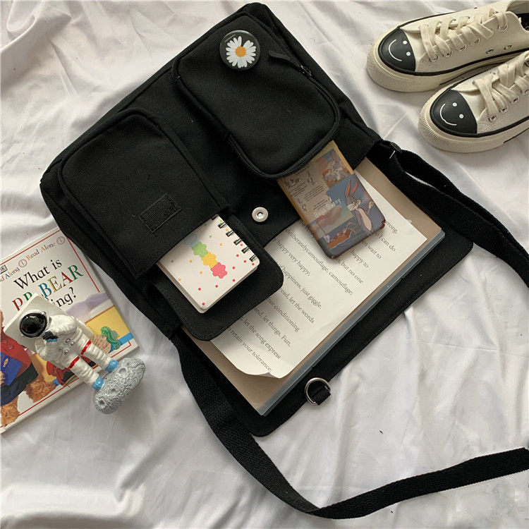 Solid Color Canvas Diagonal Cross Bag