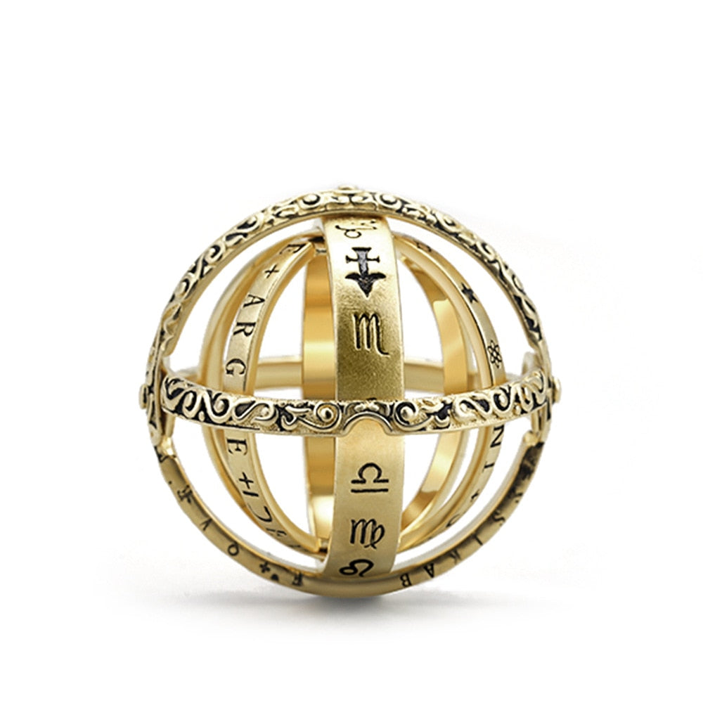 Vintage Astronomical Ball Creative Complex Rotating Cosmic Ring