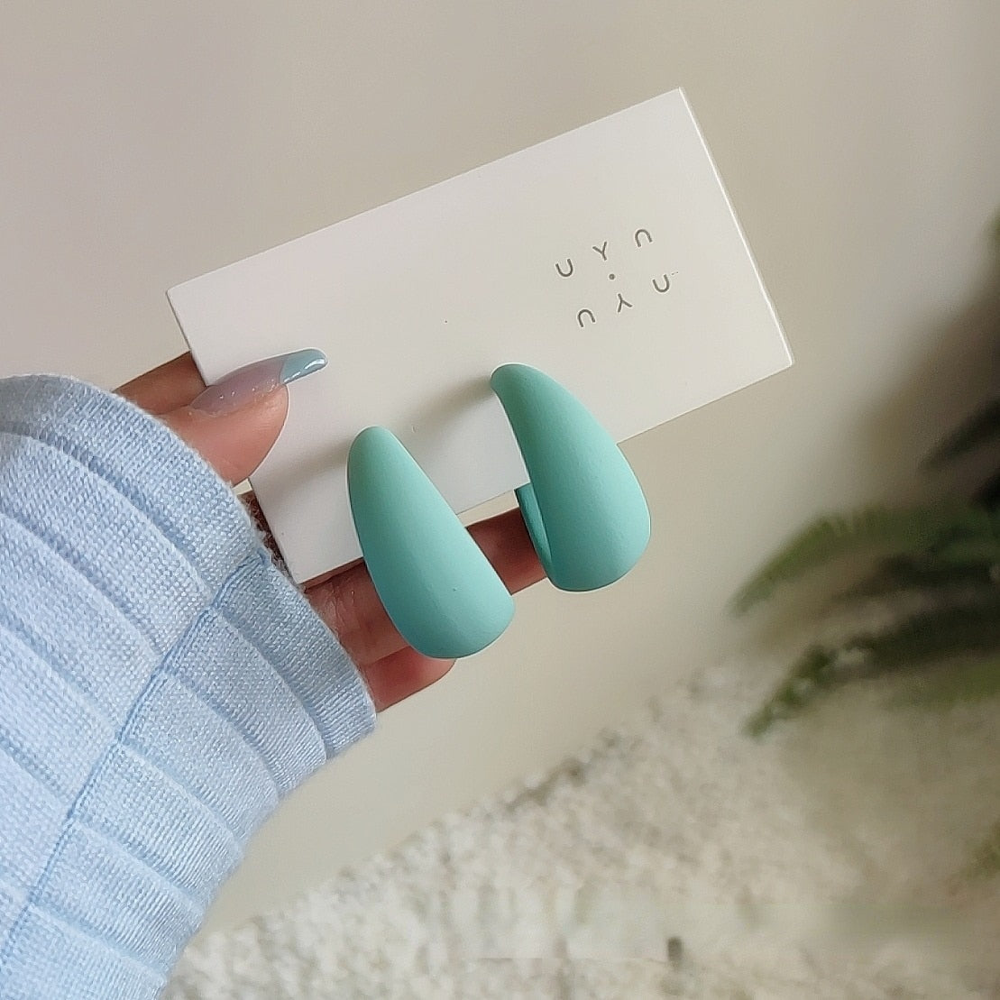 Korean style candy colors C-shaped earrings