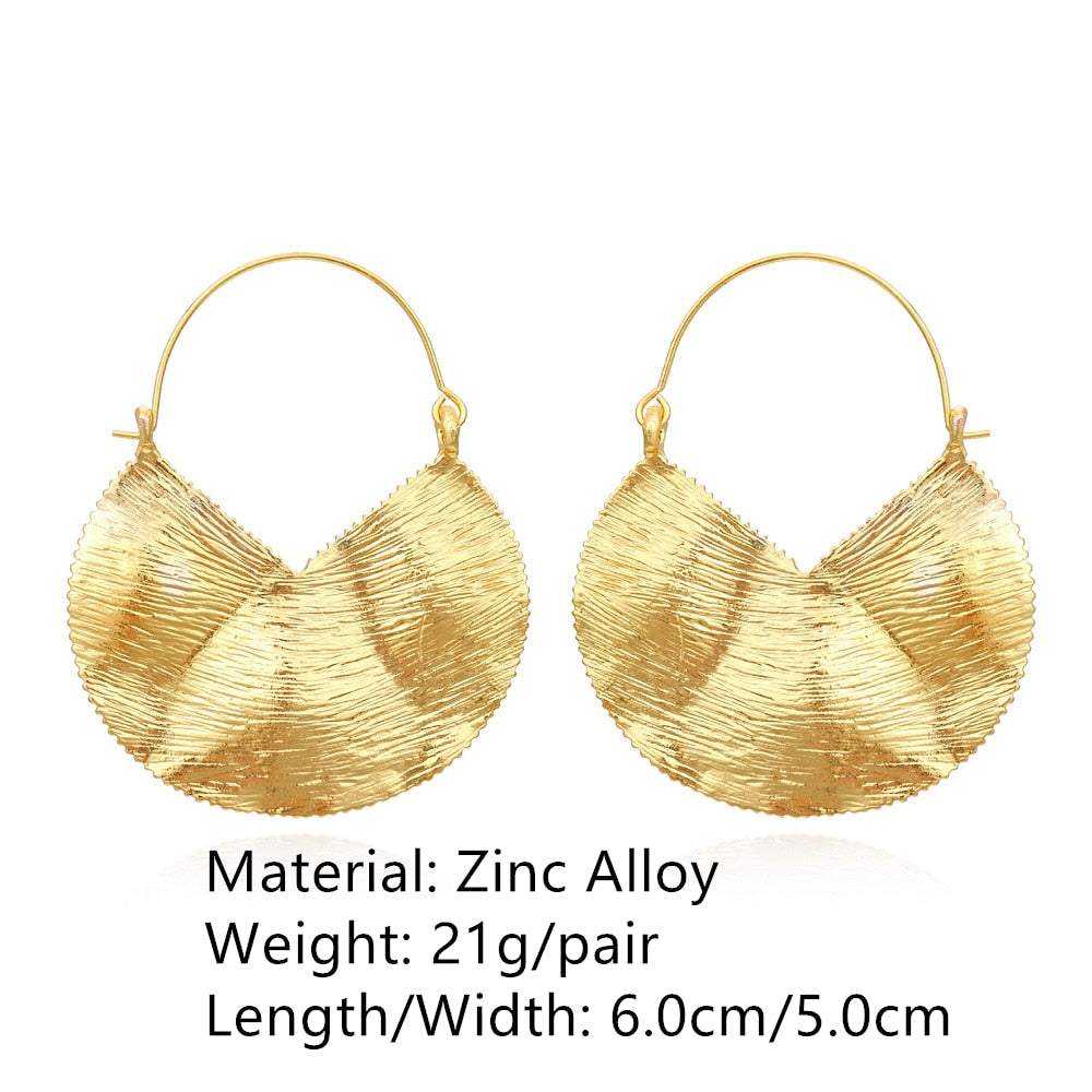 Retro Golden Metal Leaf Stud Earrings