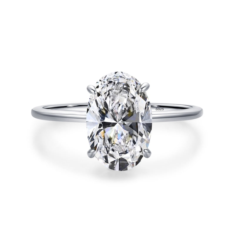 Ailmay Luxury Cutting Clear CZ Solid 925 Sterling Silver Classic Finger Ring