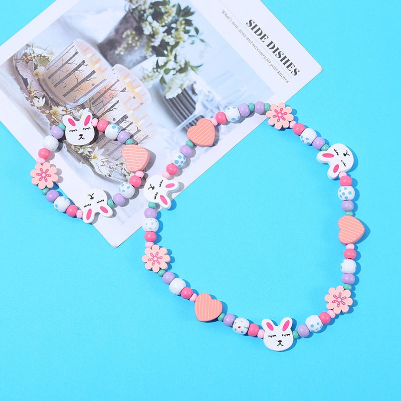 2pcs/Set Fashion Natural Wood Beads Necklace Bracelet