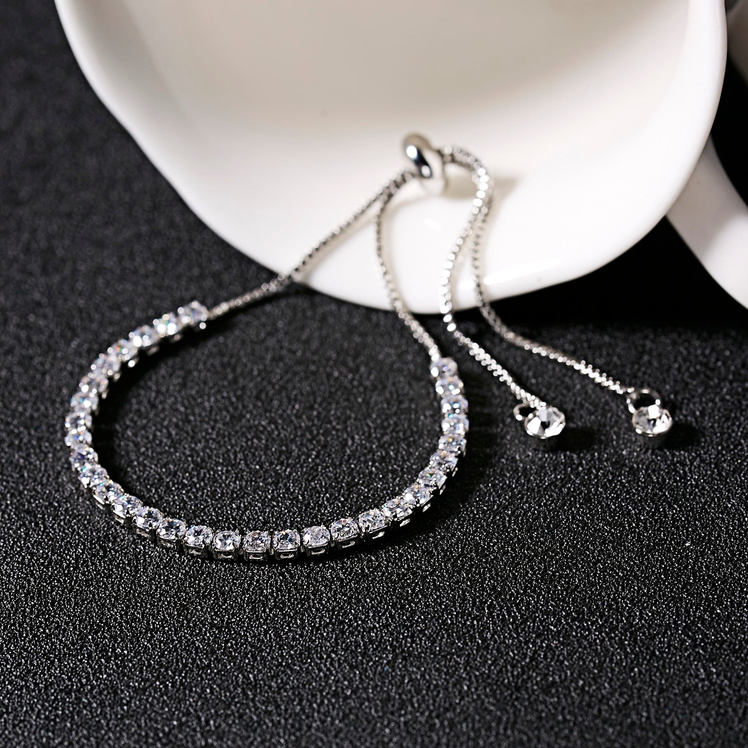 Trendy Elegant Shiny Zirconia Adjustable Chain Bracelet