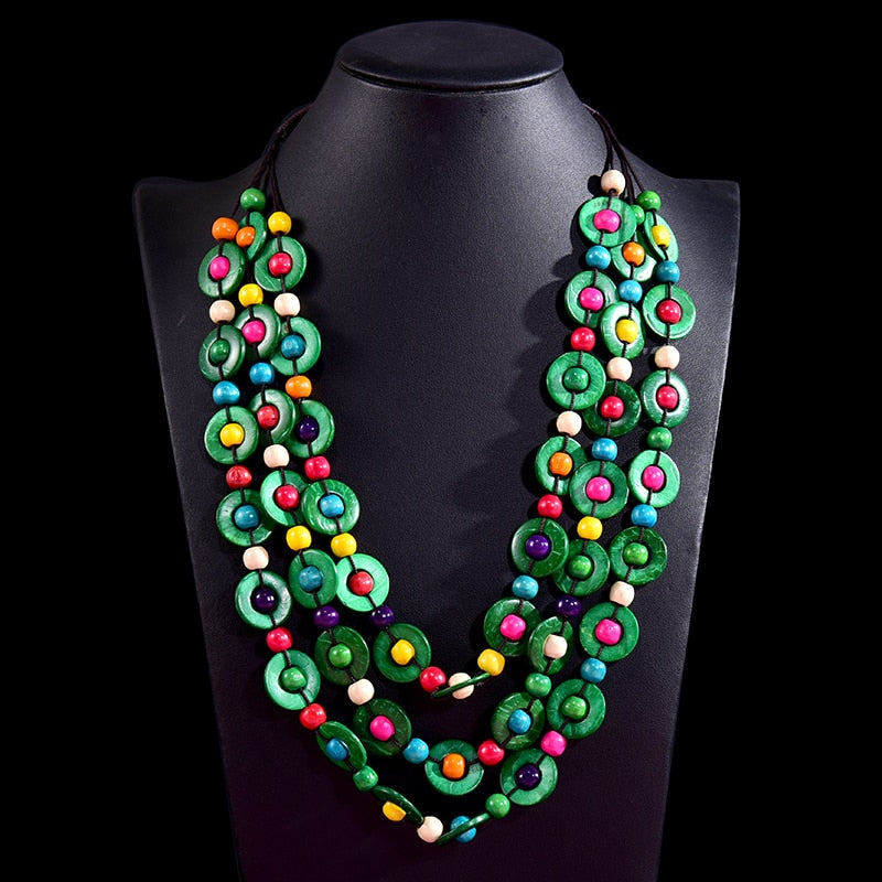 UDDEIN Bohemia Ethnic Multi Layer Beads Necklace