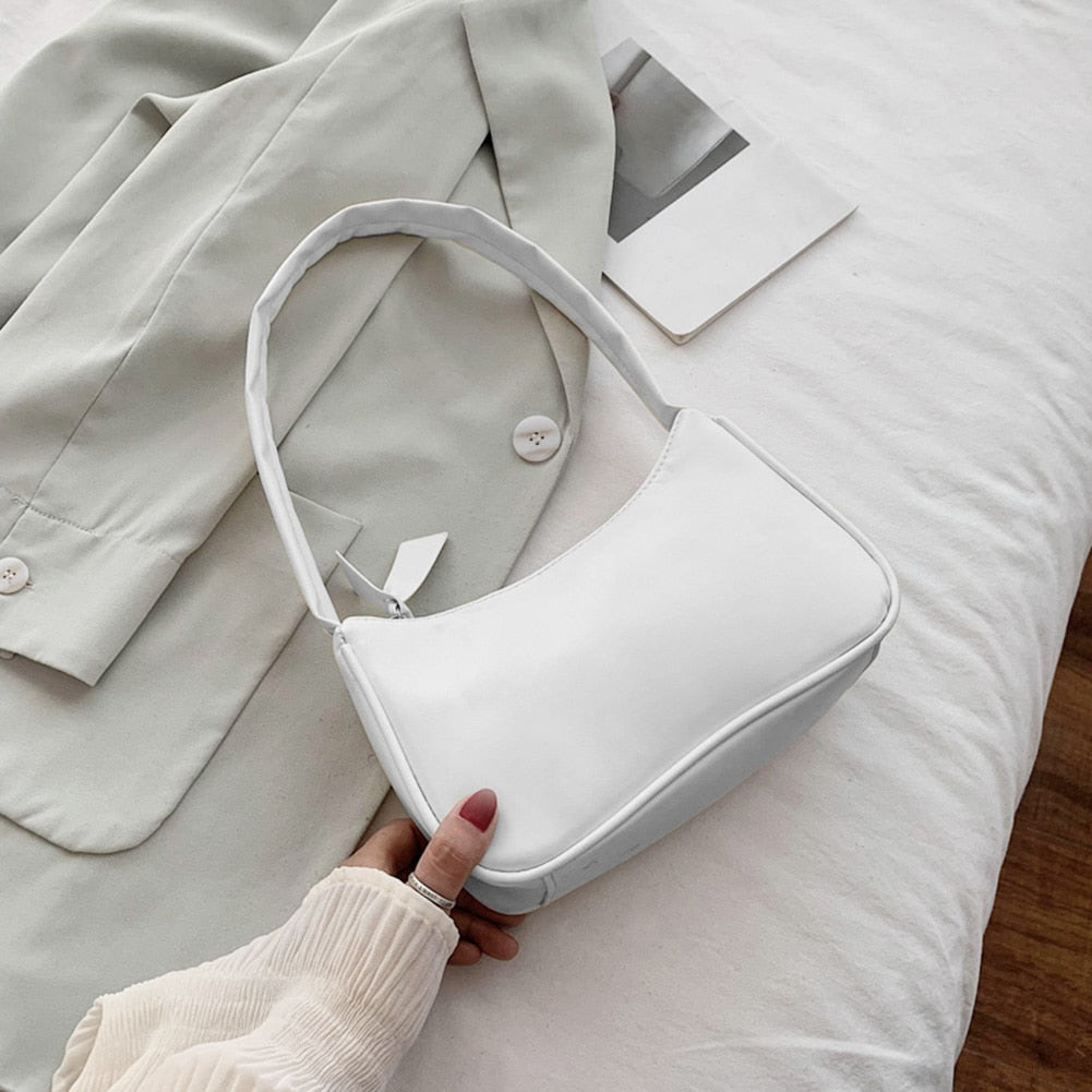 Women&#39;s Bag PU Leather 2021 New Solid Color Armpit Underarm Shoulder Bags for Women Casual Ladies Chain Shopper Handbags Purse