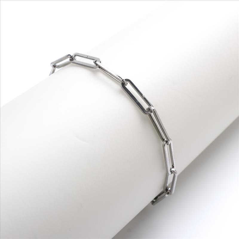 1PC 4mm Stainless Steel Link Cable Chain Oval Bracelet