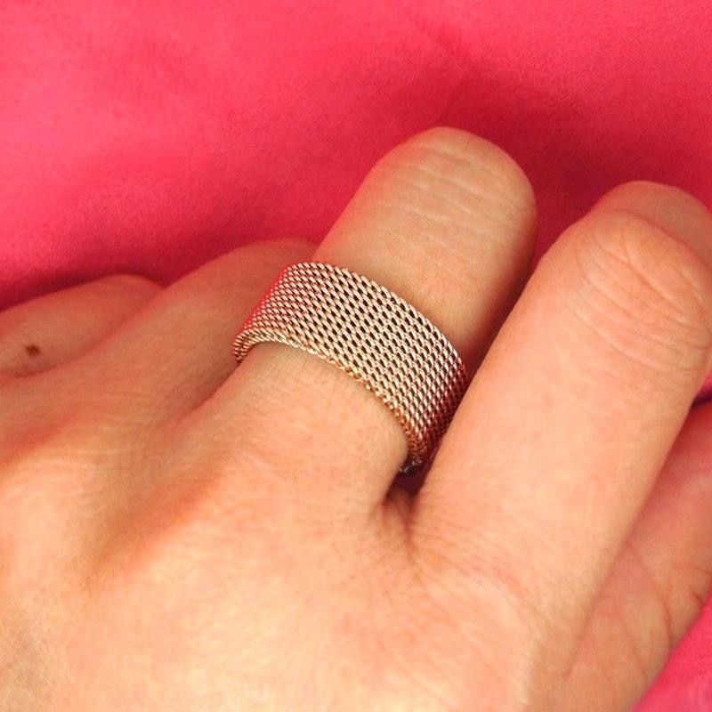 MENS MODERN STAINLESS STEEL MESH BAND RING