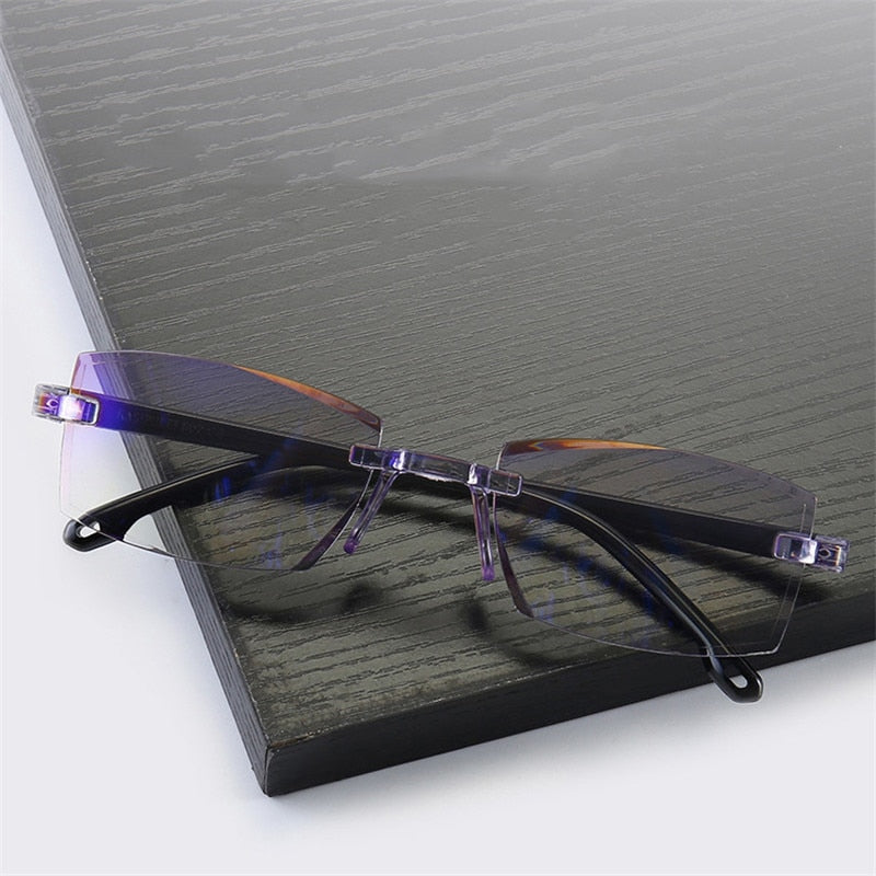 Diamond-cut Blue Light Blocking Multifocal Eyewear Ultralight Rimless Eyeglasses