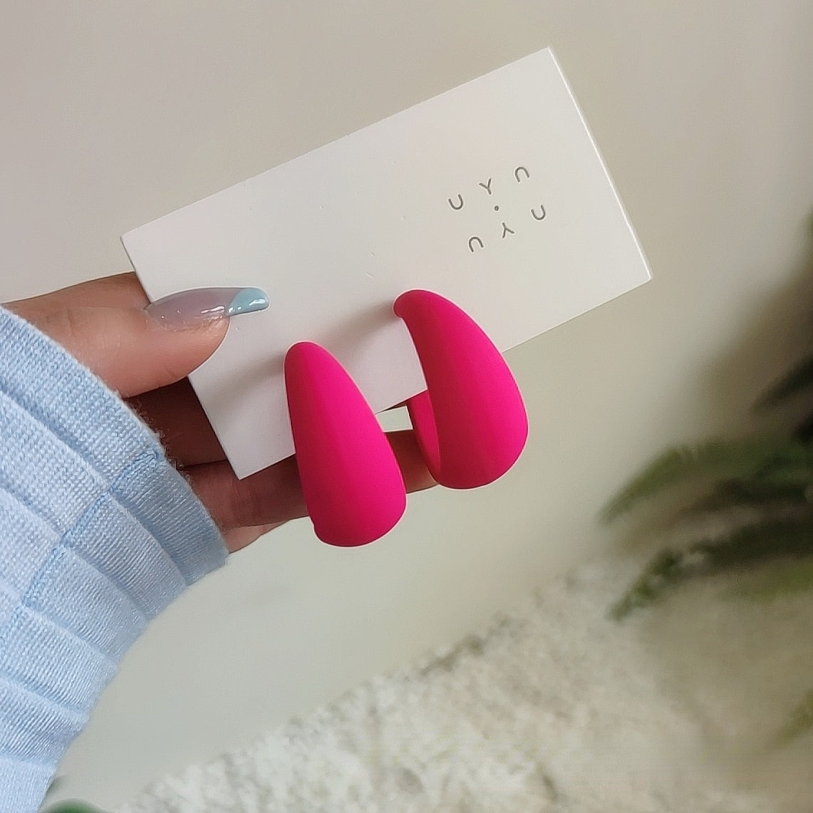 Korean style candy colors C-shaped earrings